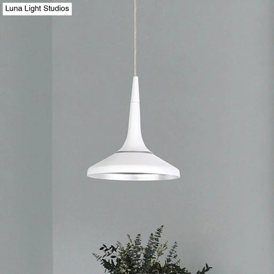 Nordic Aluminum Funnel Pendant Light For Dining Room - White 1 Bulb