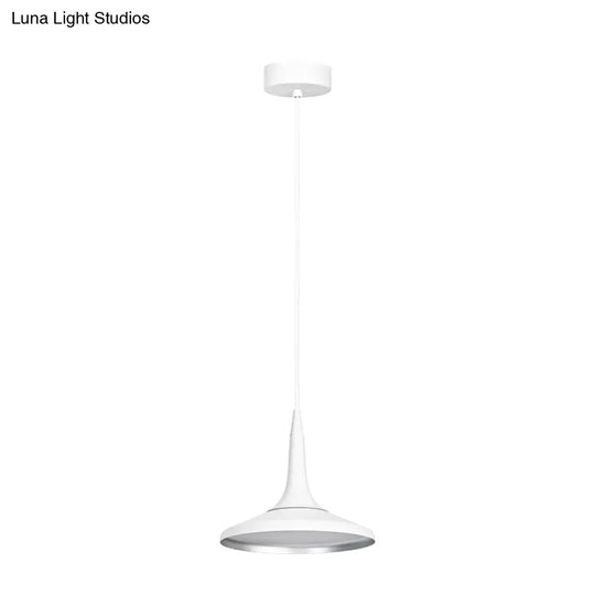 Nordic Aluminum Funnel Pendant Light For Dining Room - White 1 Bulb