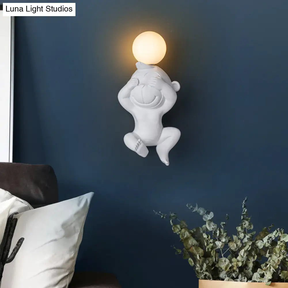 Nordic Animal Wall Sconce Resin 1-Light With Blown Glass Shade - Creative Living Room Light
