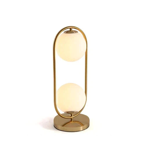 Nordic Art Deco Golden Body Table Lamp Metal Base Plate Modern Minimalist Frosted Glass Led Desk For