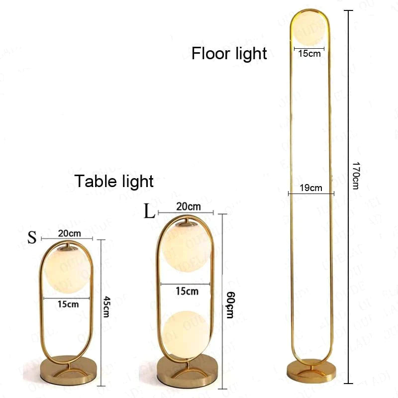 Nordic Art Deco Golden Body Table Lamp Metal Base Plate Modern Minimalist Frosted Glass Led Desk For