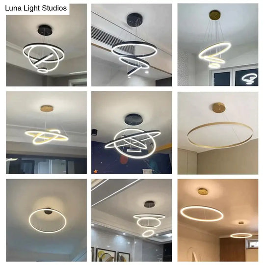 Nordic Art Deco Luxury Led Circular Pendant Lights Hanging Lamps For Living Room Dining Table