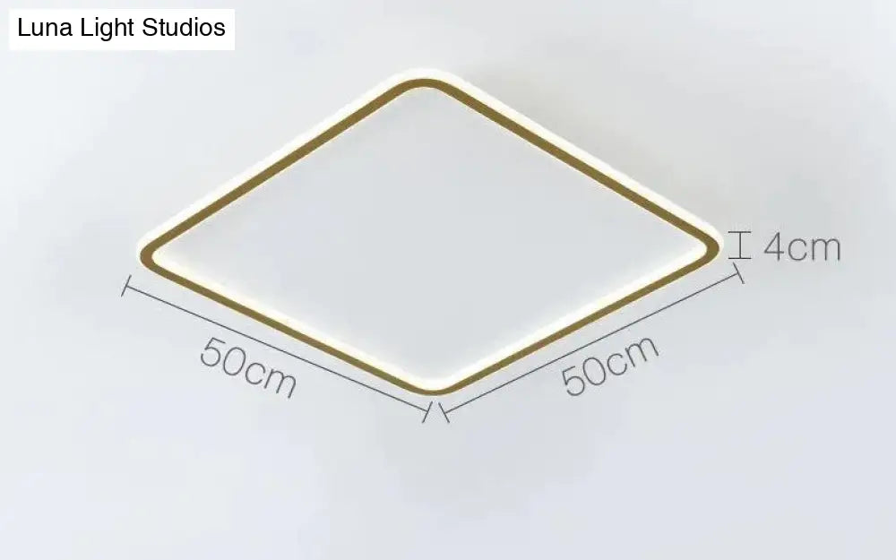 Nordic Bedroom Led Ceiling Lamp Full Copper Square 50*50Cm / 80W Tricolor Light