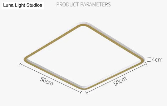 Nordic Bedroom Led Ceiling Lamp Full Copper Square