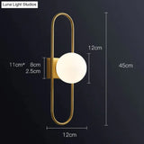 Nordic Bedside Lamp Wall Living Room Simple Modern Background Corridor Bedroom Copper Without Light