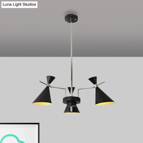 Nordic Bi-Conical Pendant Chandelier - 3/6 Lights Black/White/Pink Dining Room Lighting Fixture