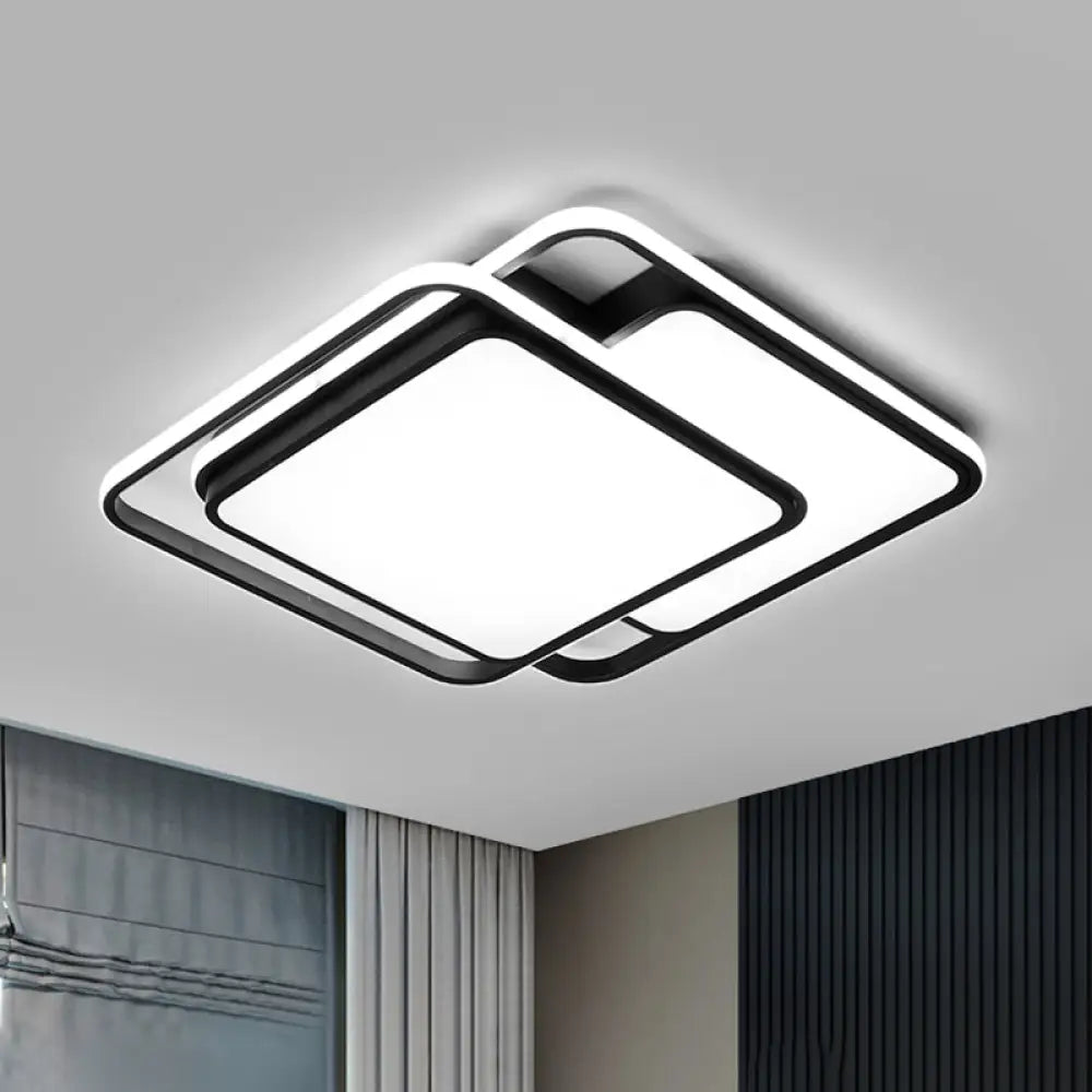 Nordic Black Acrylic Geometric Flush Mount Led Light For Bedroom Ceiling / 20.5