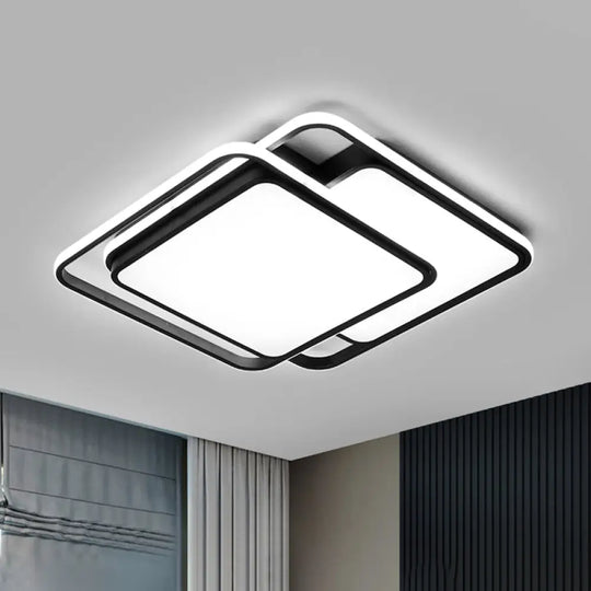 Nordic Black Acrylic Geometric Flush Mount Led Light For Bedroom Ceiling / 20.5