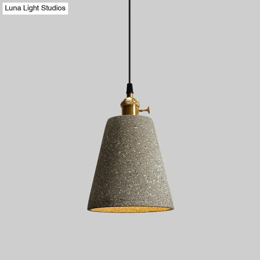 Nordic Black/Grey Bedside Pendant Light With Cement Shade And Rotary Switch
