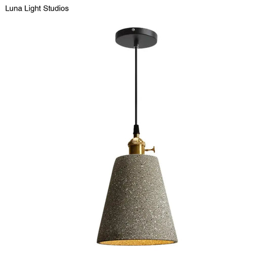 Nordic Black/Grey Bedside Pendant Light With Cement Shade And Rotary Switch