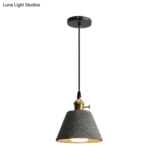 Nordic Black/Grey Bedside Pendant Light With Cement Shade And Rotary Switch
