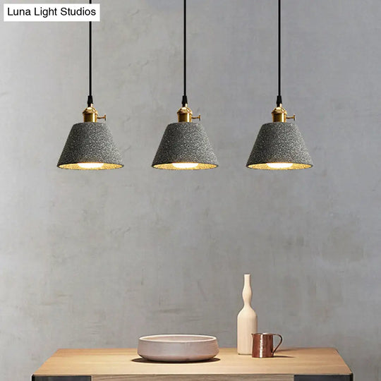 Nordic Black/Grey Bedside Pendant Light With Cement Shade And Rotary Switch Dark Gray / A