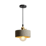 Nordic Black/Grey Pendant Hanging Light With Cement Shade And Rotary Switch - Single Bedside Drop