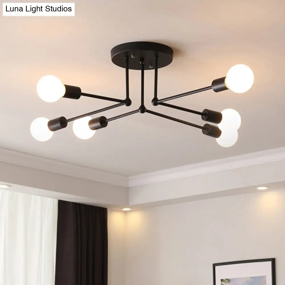 Nordic Black Metal Flush Mount Ceiling Light For Bedroom