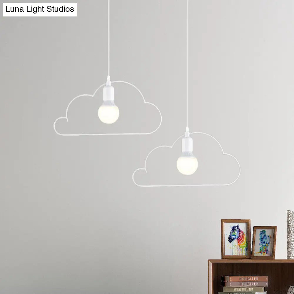 Nordic Black/White Pendant Light With Cloud Iron Frame - 2-Bulb Kitchen Multi