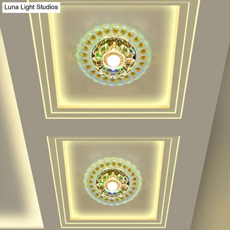 Nordic Blossoms Led Ceiling Light With Faceted Clear Glass For Corridor