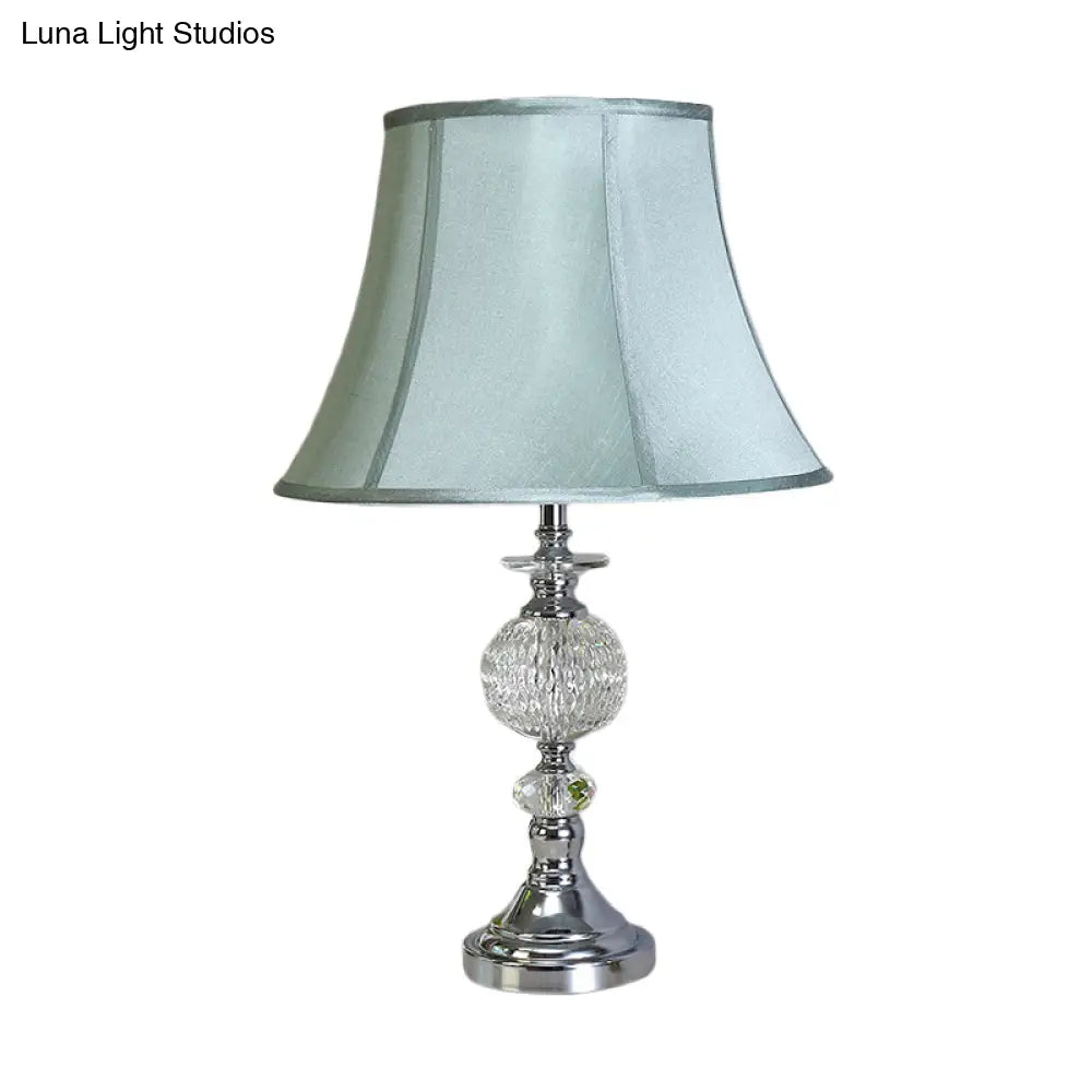 Nordic Blue Task Light With Panel Bell Fabric Shade For Dining Room Desk