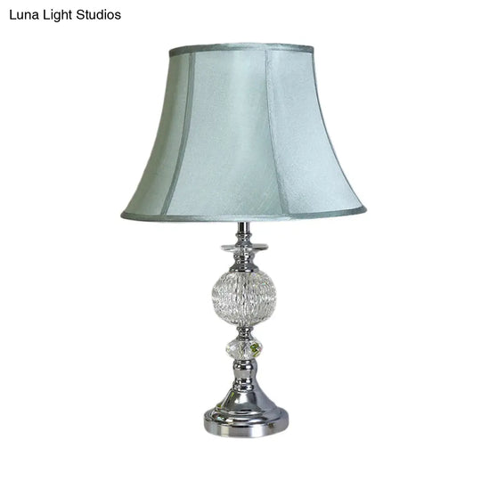 Nordic Blue Task Light With Panel Bell Fabric Shade For Dining Room Desk