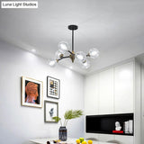 Nordic Bubble Hanging Lamp Kit - Clear/Amber/Smoke Gray Dimpled Glass Chandelier Ideal For Dining