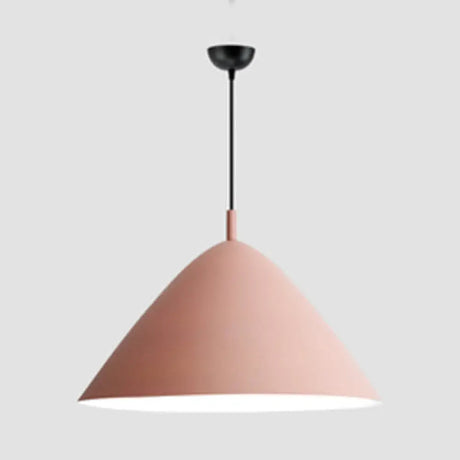 Nordic Candy Colored Pendant Pyramid Shade - 10.5/13/16 Inch Aluminum Hanging Light For Cafe Pink /