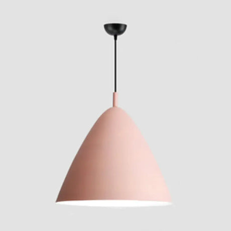 Nordic Candy Colored Pendant Pyramid Shade - 10.5/13/16 Inch Aluminum Hanging Light For Cafe Pink /