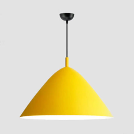 Nordic Candy Colored Pendant Pyramid Shade - 10.5/13/16 Inch Aluminum Hanging Light For Cafe Yellow