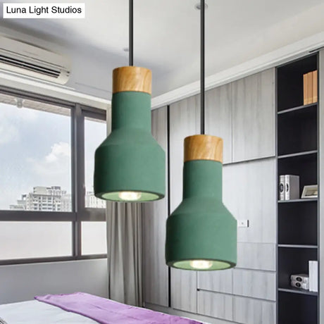 Nordic Ceiling Pendant Torch Shape Cement Light - Stylish One Hanging Fixture For Bedroom And Hotel
