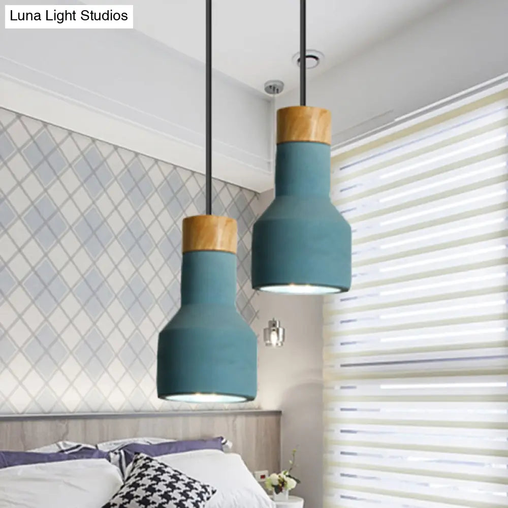 Nordic Ceiling Pendant Torch Shape Cement Light - Stylish One Hanging Fixture For Bedroom And Hotel