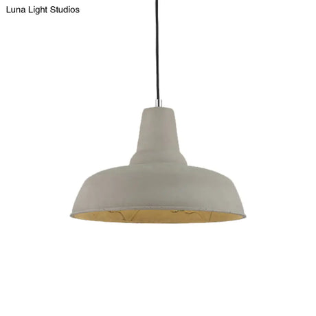Nordic Cement 1-Head Pendant Light With Carved Interior – Barn Kitchen Bar Grey/White/Beige