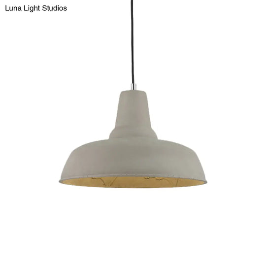 Nordic Cement 1-Head Pendant Light With Carved Interior – Barn Kitchen Bar Grey/White/Beige