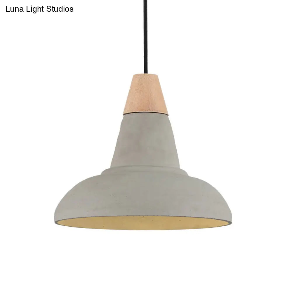 Nordic Cement Barn Kitchen Bar Pendant Light With Carved Interior - Grey/White/Beige