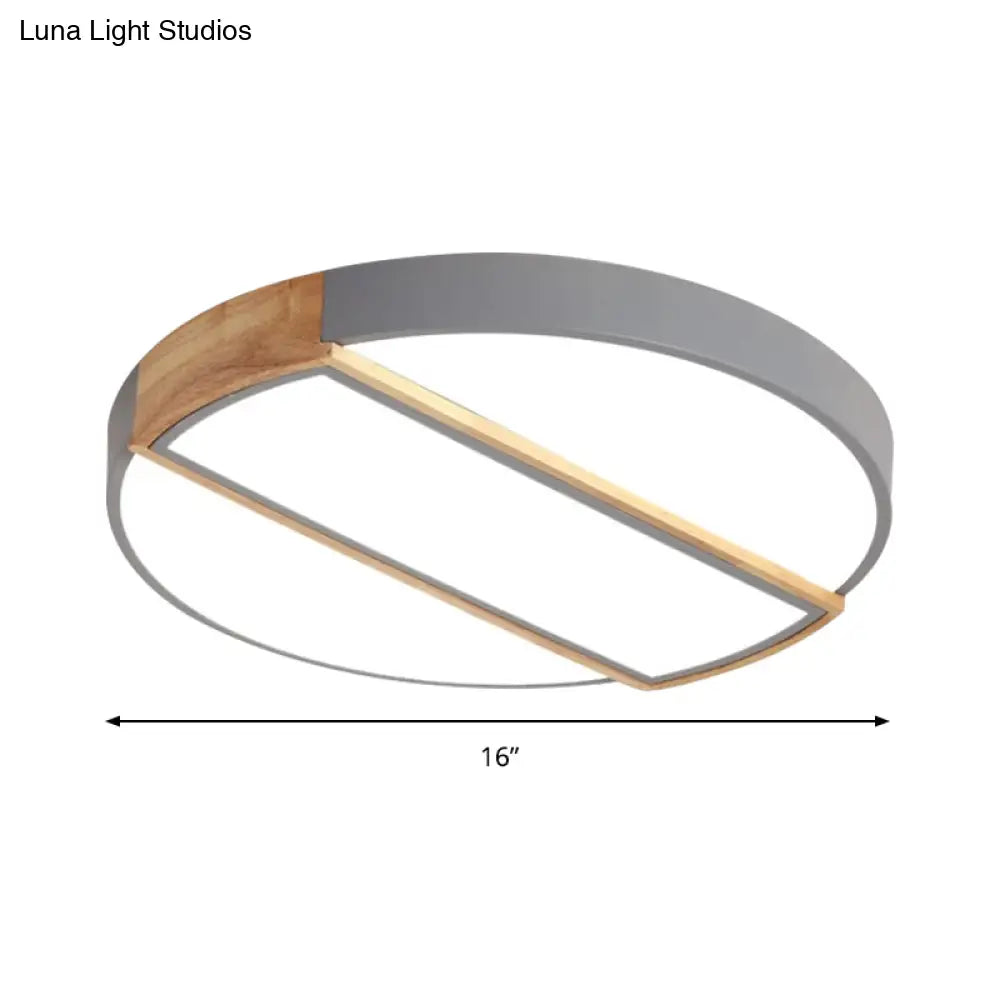 Nordic Circle Led Flush Mount Light - Acrylic Diffuser 12/16/19.5 Width Ceiling Lamp In