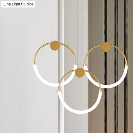 Nordic Circular Chandelier Lamp: Acrylic 1/3 Gold Bulbs Warm/White Pendant Lighting Fixture