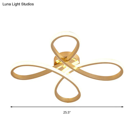 Nordic Clover Led Ceiling Flush Mount Light For Bedroom - Acrylic Gold Warm/White 21.5’/25.5’ Wide
