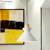 Nordic Conic Hanging Lamp: Stylish Metal And Wood Pendant Lighting (Grey/White) For Living Room