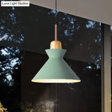 Nordic Conic Hanging Lamp: Stylish Metal And Wood Pendant Lighting (Grey/White) For Living Room