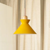 Nordic Conic Hanging Lamp: Stylish Metal And Wood Pendant Lighting (Grey/White) For Living Room
