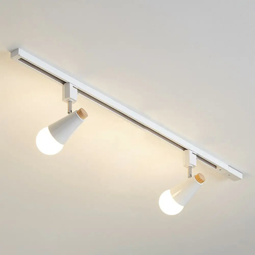 Nordic Conical Semi Flush Track Light For Living Room Ceiling 2 / White