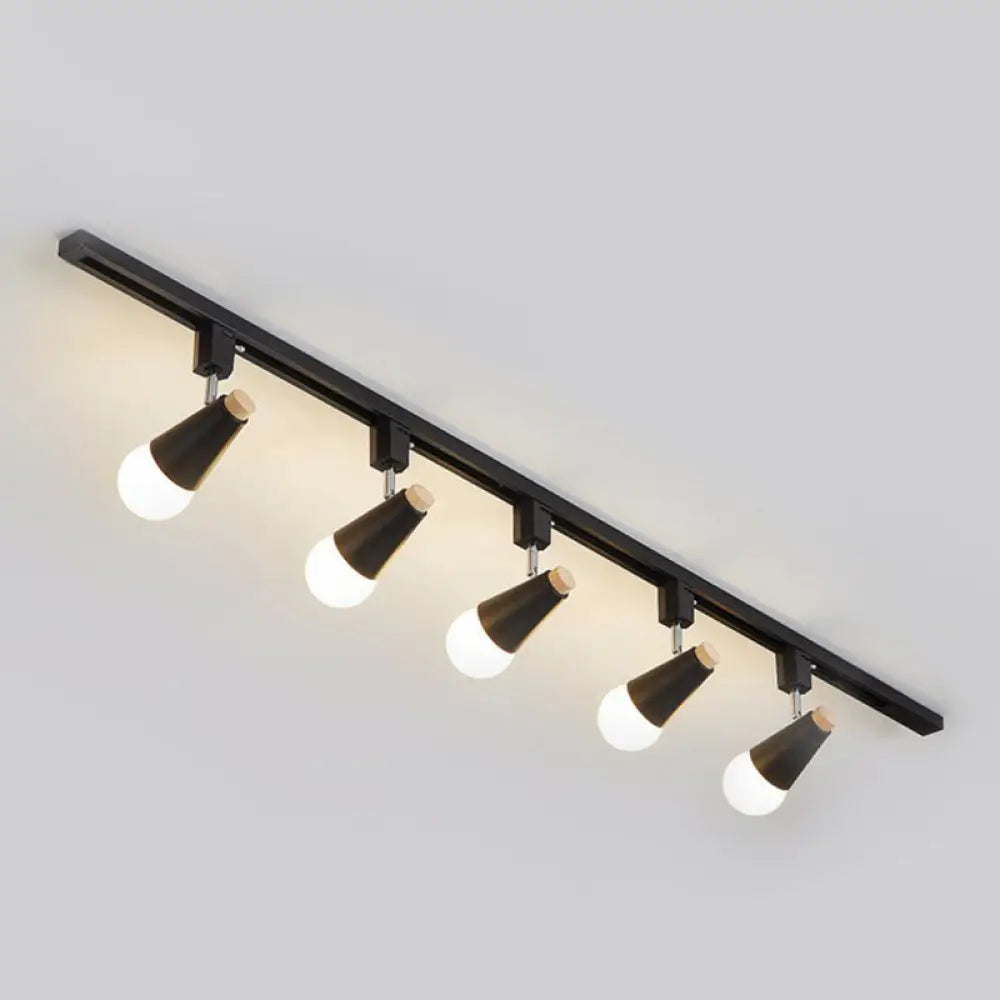 Nordic Conical Semi Flush Track Light For Living Room Ceiling 5 / Black