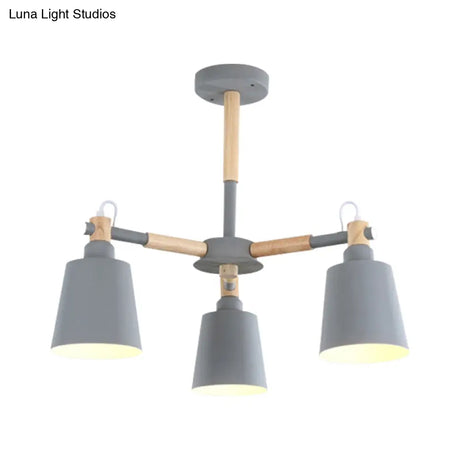 Nordic Contemporary Hanging Light - Cloth Shop Bucket Chandelier With Metal Frame (3 Lights)