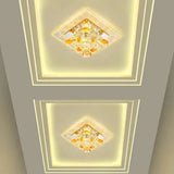 Nordic Crystal Flush Mount Light: Floral Led Purple Ceiling Fixture For Corridor / Warm