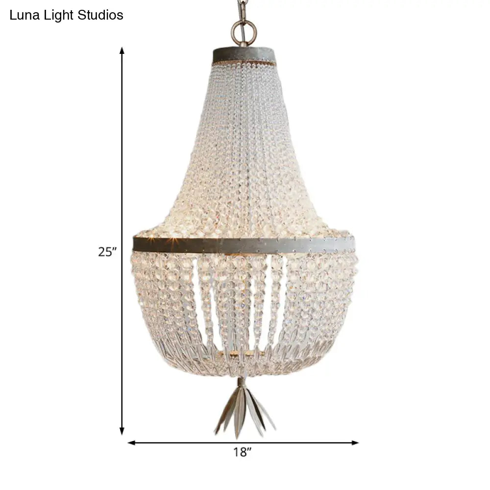 Nordic Crystal White Gourd Empire Chandelier - Stylish 3-Bulb Hanging Ceiling Light For Living Room