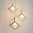 Nordic Cube Metal Pendant Light In White With Down Lighting For Ceiling Hang