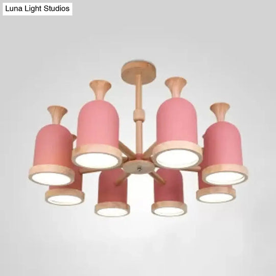 Nordic Design Inverted Goblet Pendant Light: Wood Chandelier For Childs Bedroom