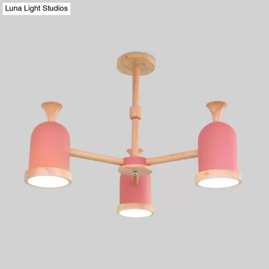 Nordic Design Inverted Goblet Pendant Light: Wood Chandelier For Childs Bedroom