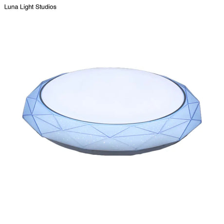 Nordic Diamond Flush Ceiling Light With Led 16’/19.5’ Diameter In White/Pink/Blue Shades