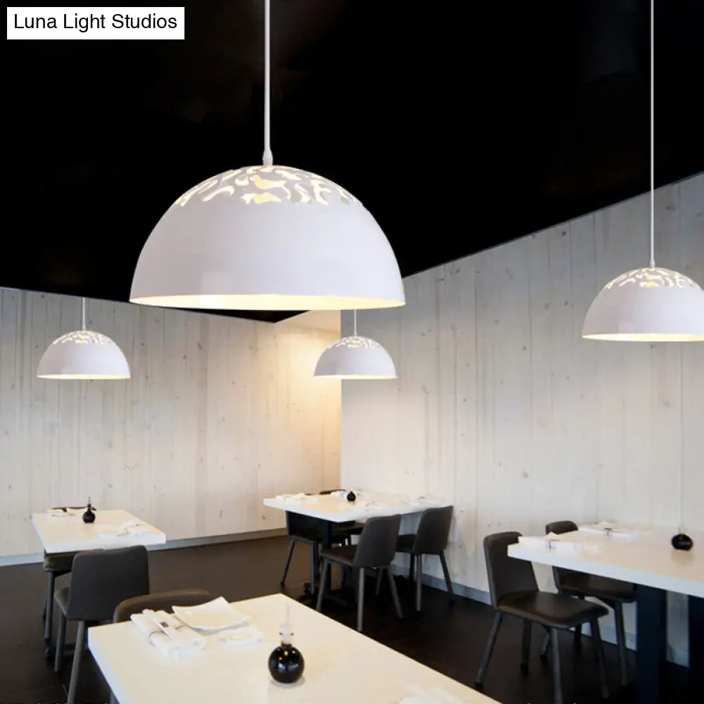 Nordic Dome Ceiling Pendant Light - 14’/16’ Wide 1-Light Iron Lamp With Hollowed Top Black/White