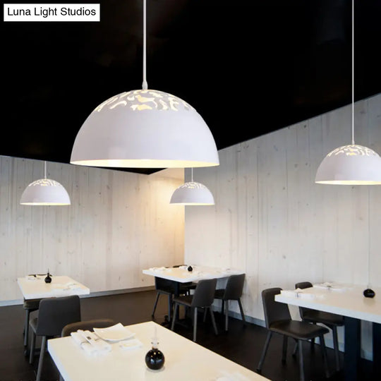 Nordic Dome Ceiling Pendant Light - 14’/16’ Wide 1-Light Iron Lamp With Hollowed Top Black/White