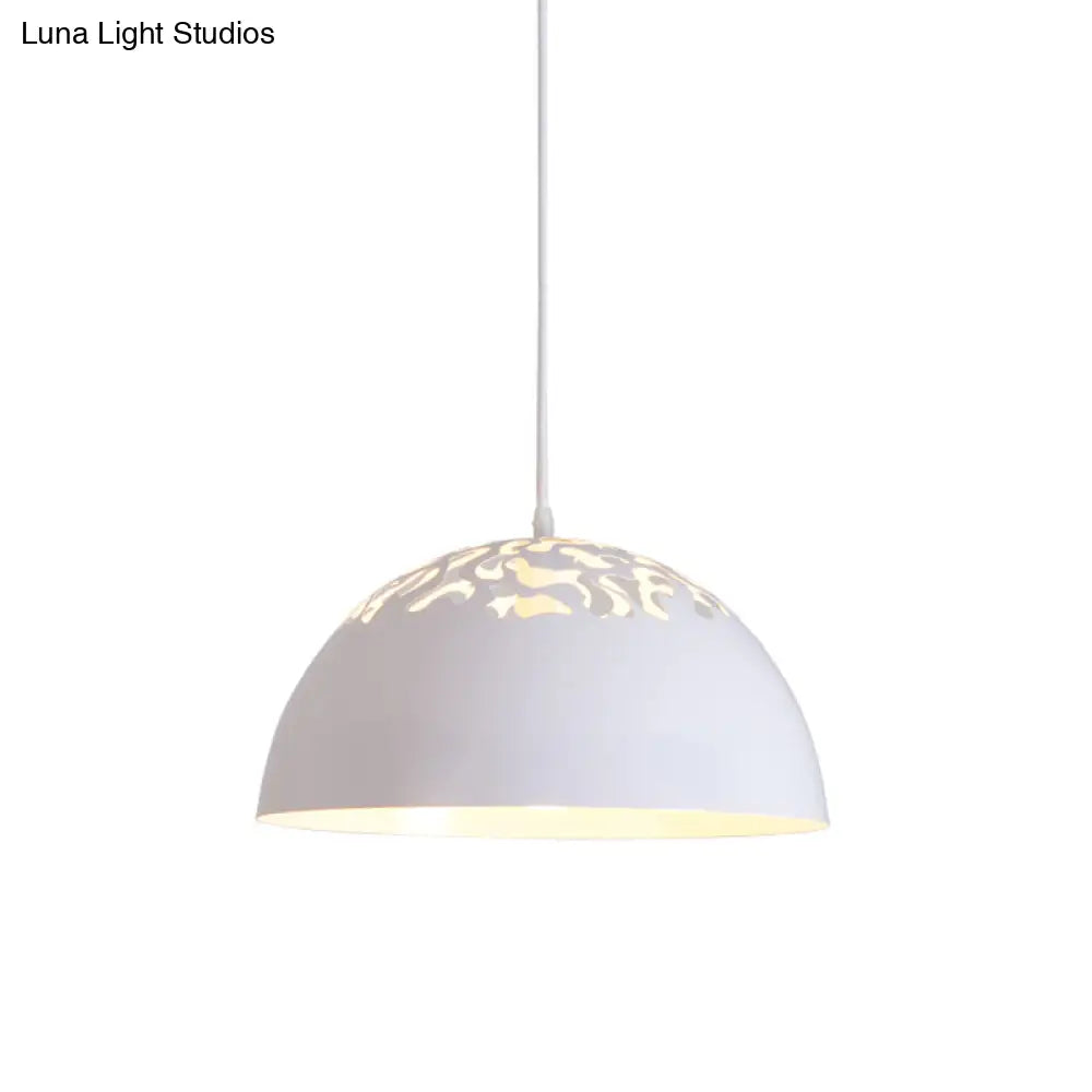 Nordic Dome Ceiling Pendant Light - 14’/16’ Wide 1-Light Iron Lamp With Hollowed Top Black/White