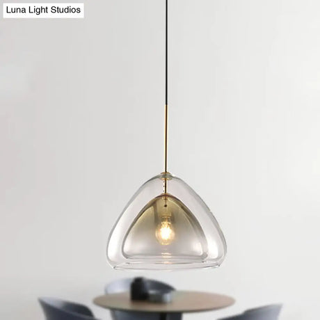 Nordic Double Glass Cone Pendant Light Fixture - 12’’/14’’ Wide Champagne Suspension
